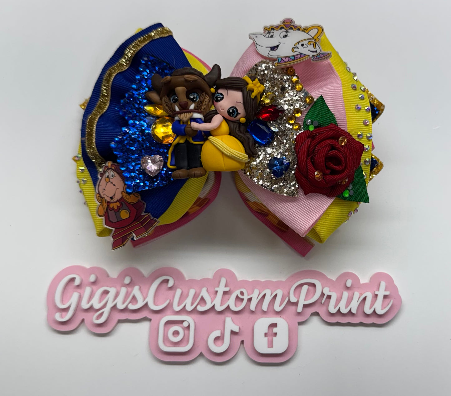 Beauty and beast hair bow