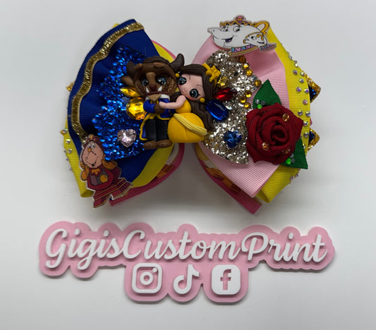 Beauty and beast hair bow